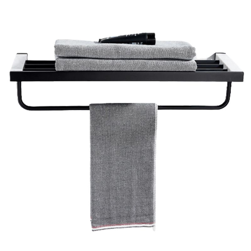 BowLift | Matt Black Bathroom Accessory Set made of Metal & Marble with Bath Shelf/Towel Holder