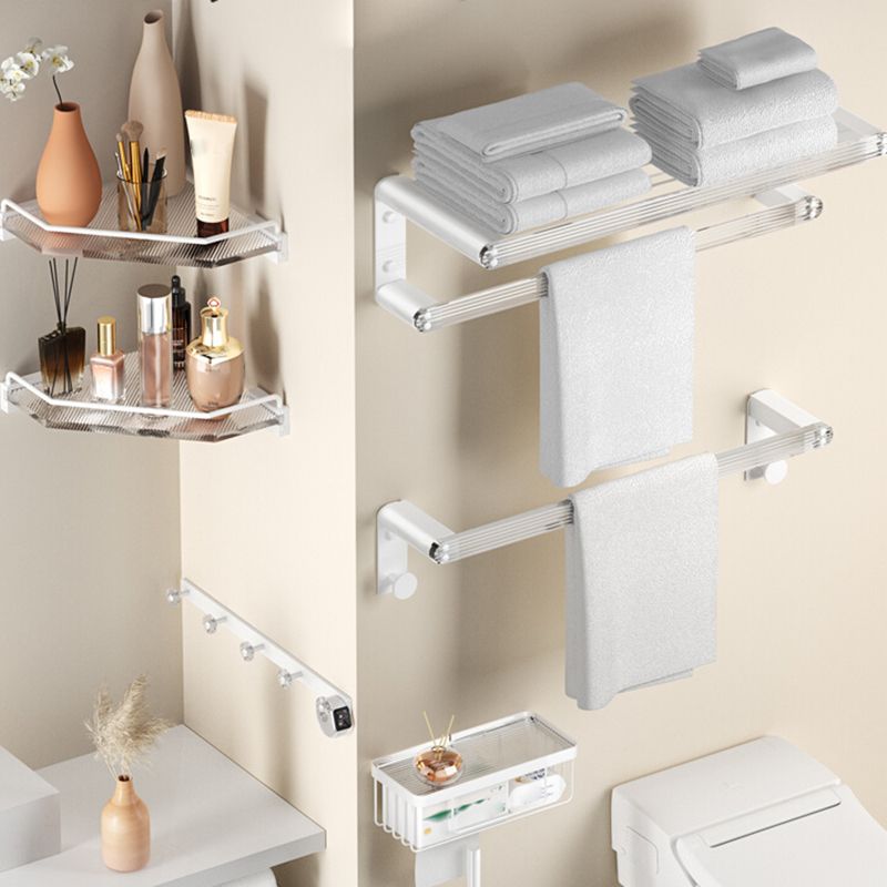 BowLift | White Bathroom Accessory Set Metal & Acrylic Bathroom Set with Bath Shelf/Towel Hook