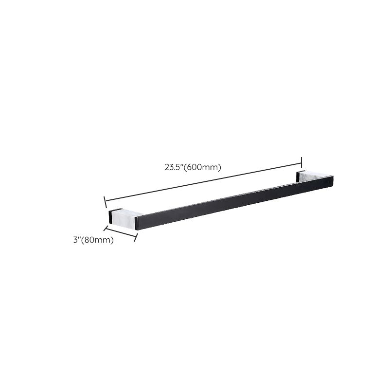 BowLift | Matt Black Bathroom Accessory Set made of Metal & Marble with Bath Shelf/Towel Holder