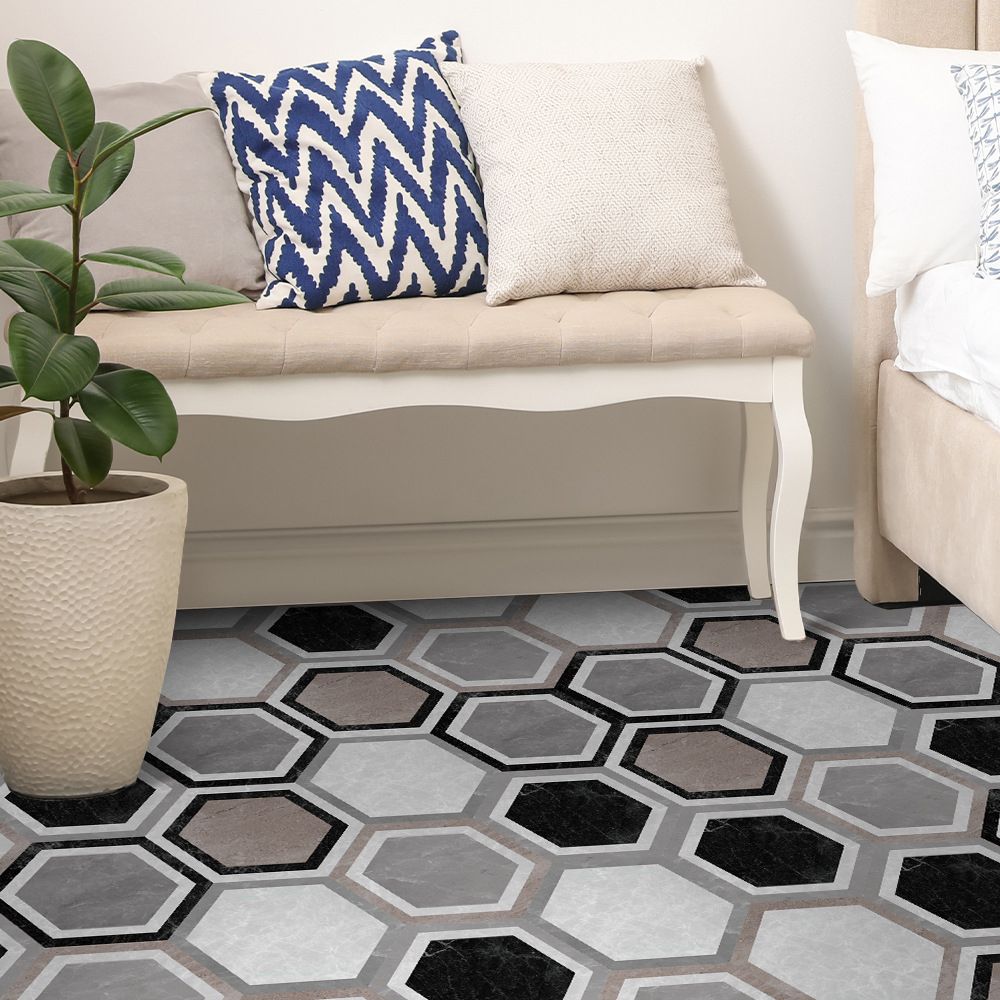 BowLift | Peel & Stick Vinyl Floor Mat Dark Vinyl Floor with Brick Look