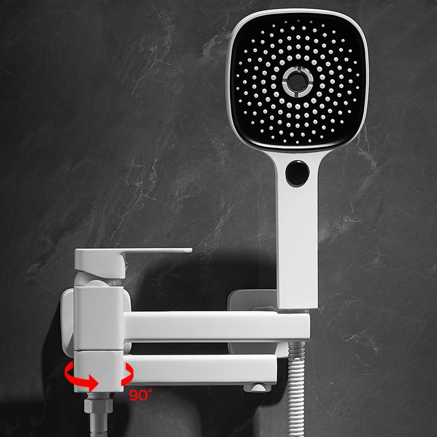 BowLift | White Bath Water Faucet Trim Single Lever Handle Swivel Spout Wall Mounted Hand Shower Bathtub Filler