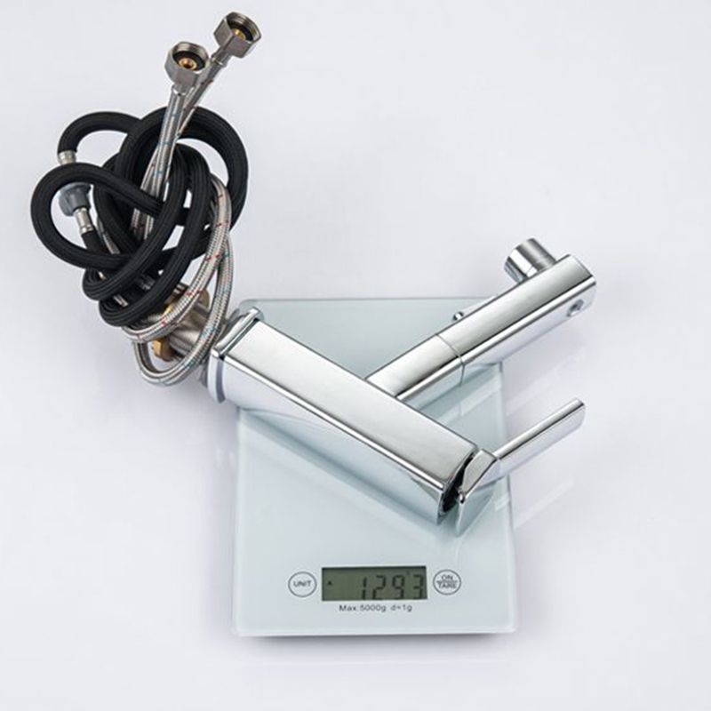 BowLift | Contemporary Vessel Sink Faucet Copper Single Handle Low Arc Pull Down Vessel Faucet