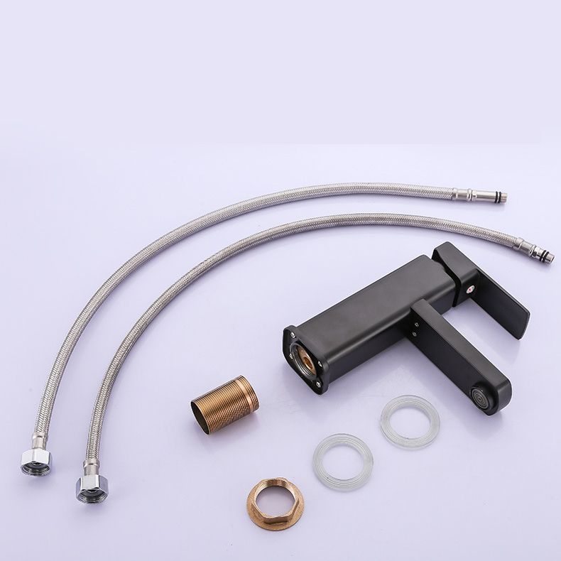 BowLift | Industrial Bathroom Faucet Stainless Steel Lever Handles with Water Hose Sink Faucet