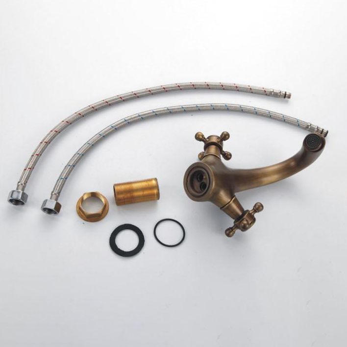 BowLift | Industrial Widespread Bathroom 2 Faucet Cross Handles Sink Faucet