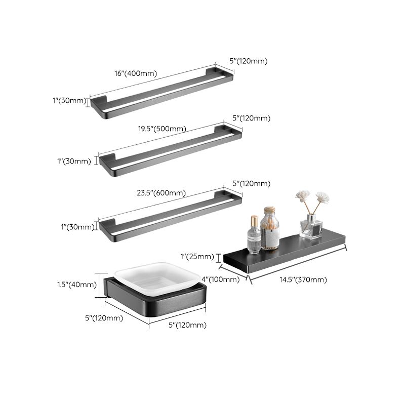 BowLift | Gray metal modern bathroom accessories as a single item or as a set