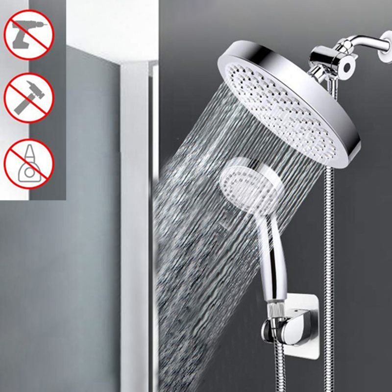 BowLift | Contemporary Shower Combination Double Shower Head Chrome Wall Mount Round Shower Head