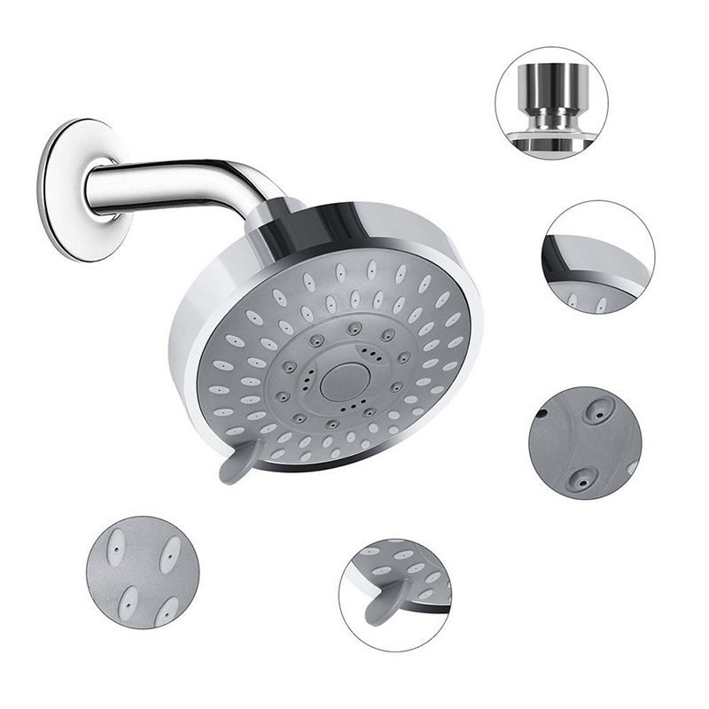 BowLift | Silver Round Fixed Shower Head Modern Style Wall Mount Shower Head