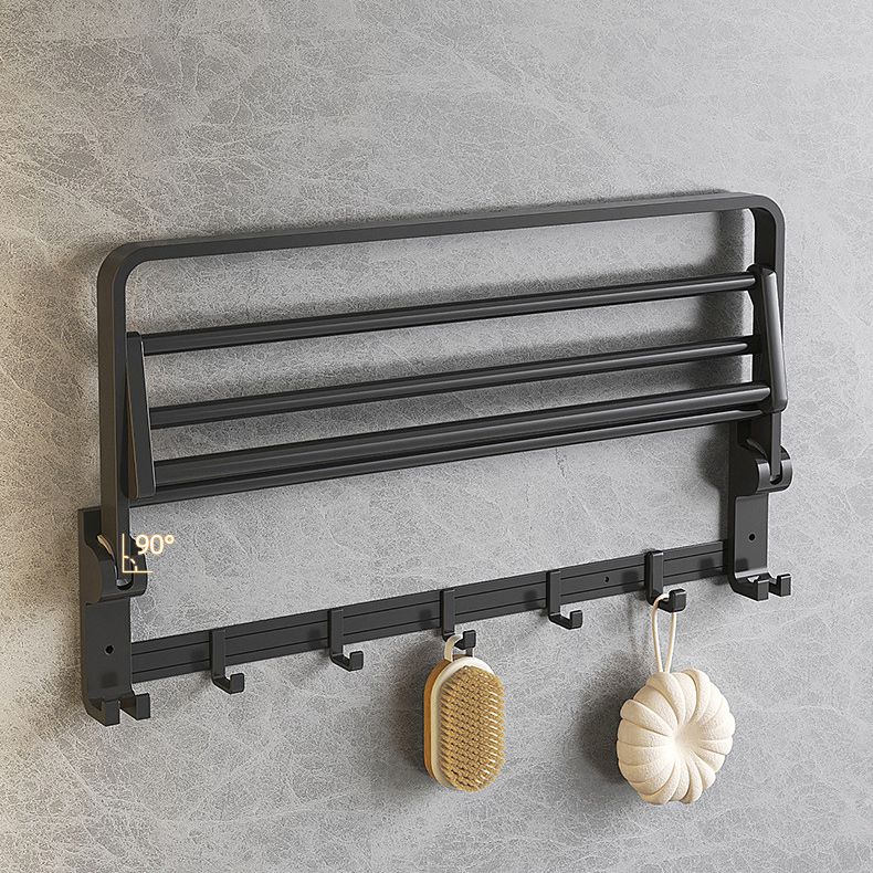BowLift | Modern Matte Black Bathroom Accessory Set with Bath Shelf/Towel Hooks/Towel Bar