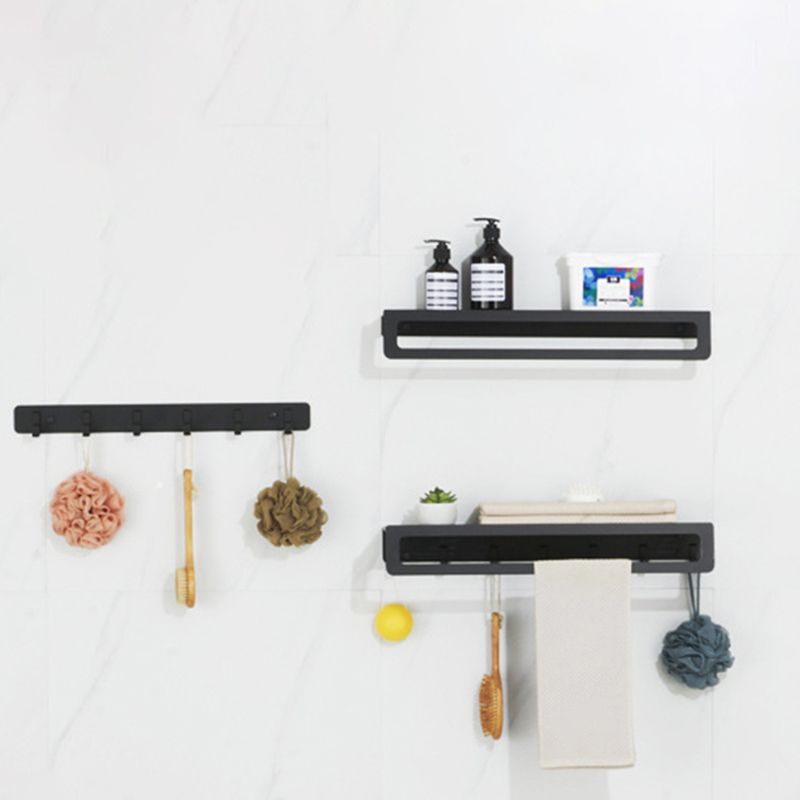 BowLift | 7-piece bathroom hardware set matte black/gray with bath shelf/towel holder/bath towel hooks