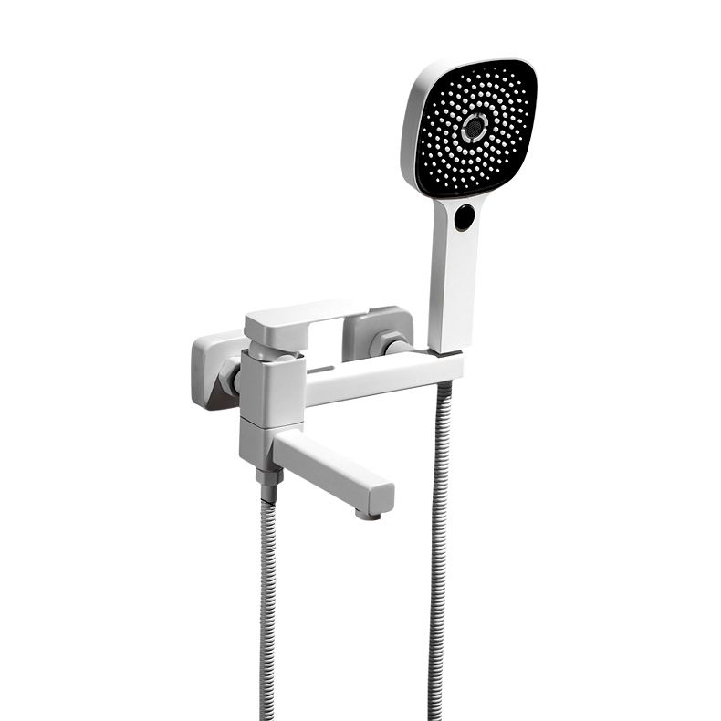 BowLift | White Bath Water Faucet Trim Single Lever Handle Swivel Spout Wall Mounted Hand Shower Bathtub Filler