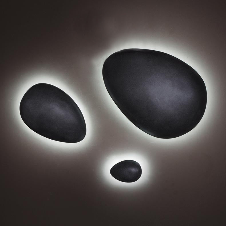 BowLift | Pebble shape indoor wall lamp Light resin 4"/9" length LED modern style wall lamp in black