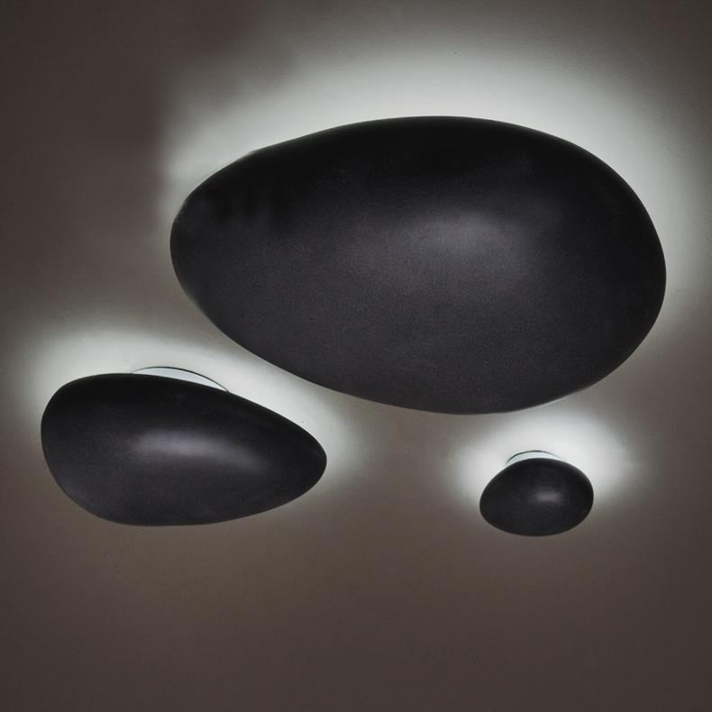 BowLift | Pebble shape indoor wall lamp Light resin 4"/9" length LED modern style wall lamp in black