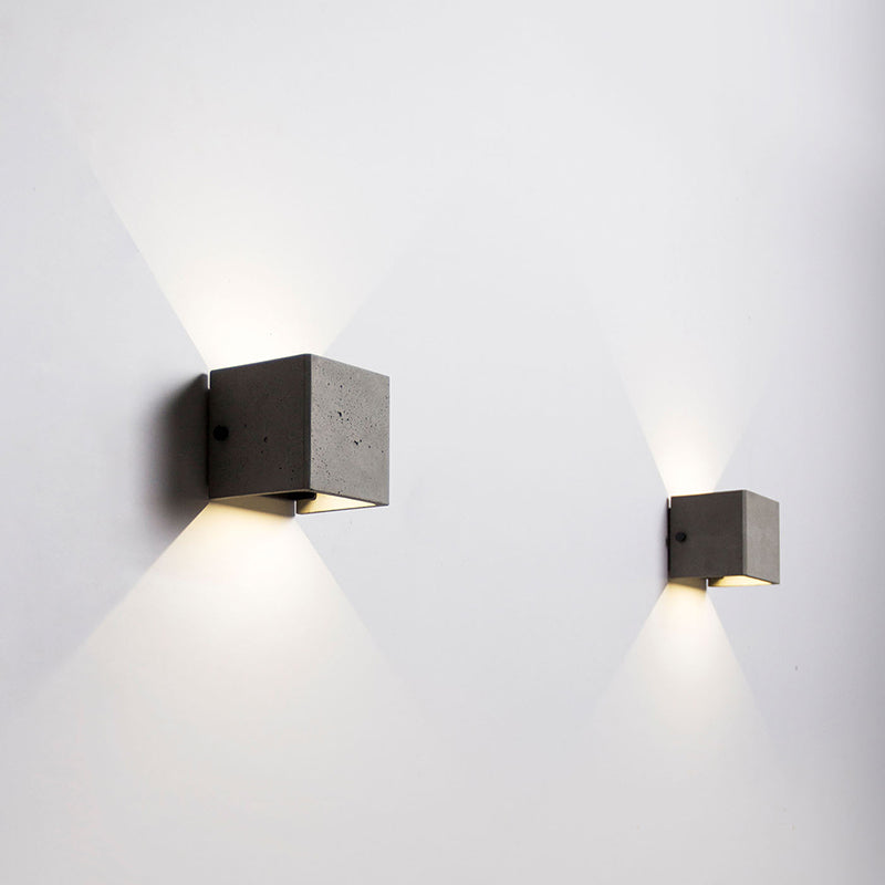BowLift | 4"/8" Width Cube Wall Lamp Wall Light in Nordic Style Concrete 1 Light Gray Wall Light