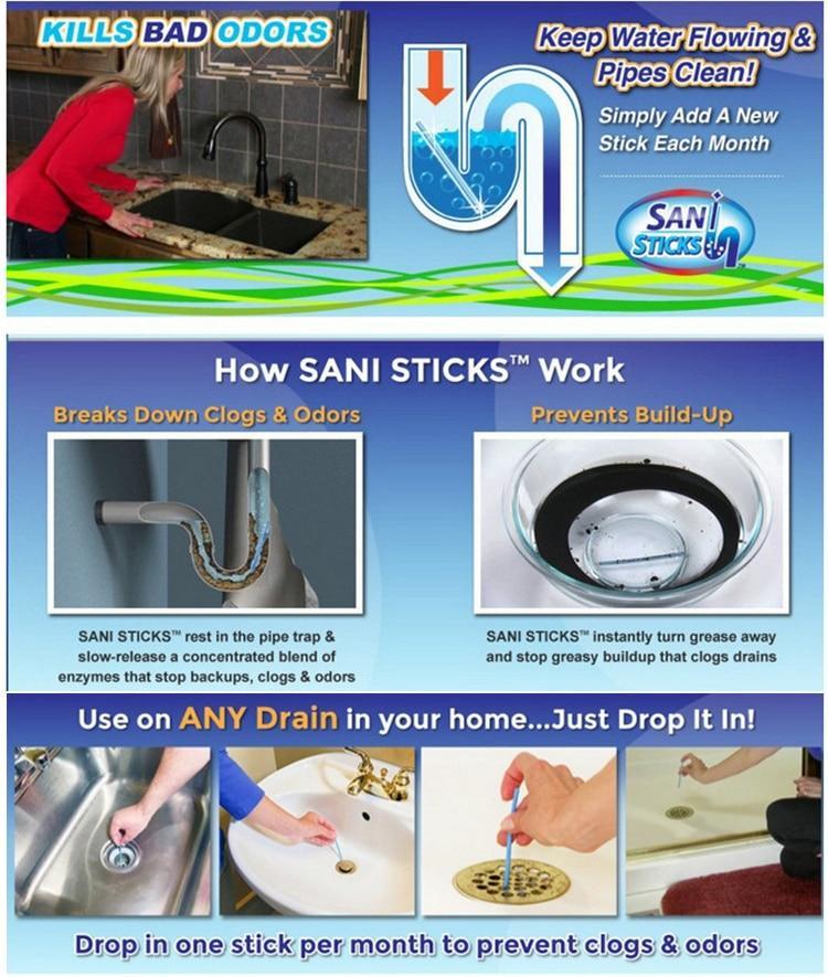 BowLift | IcoolGadgets 12pcs/Pack Sani Sewer Rod Drain Cleaner Sticks Kitchen Toilet Bathtub Sewage Decontamination To Deodorant Sewer Stop Clogs tools