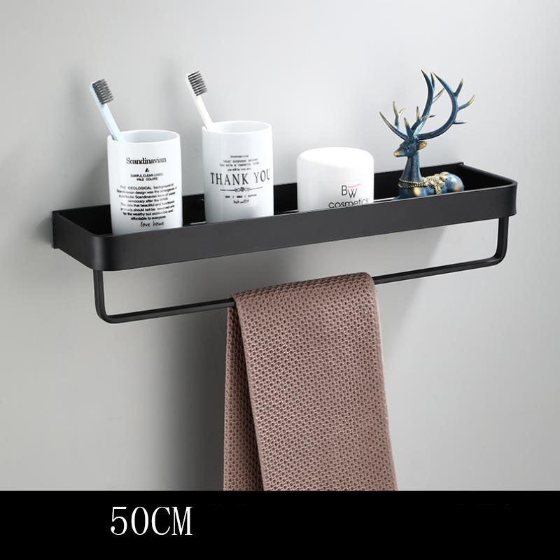 BowLift | Black bathroom shelf made of space aluminum for wall mounting