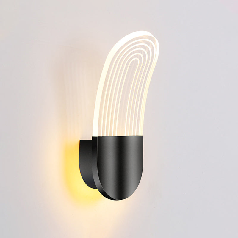 BowLift | Acrylic Curved Oval Wall Sconce Light Contemporary Black/Gold LED Wall Lighting Fixture for Bedside