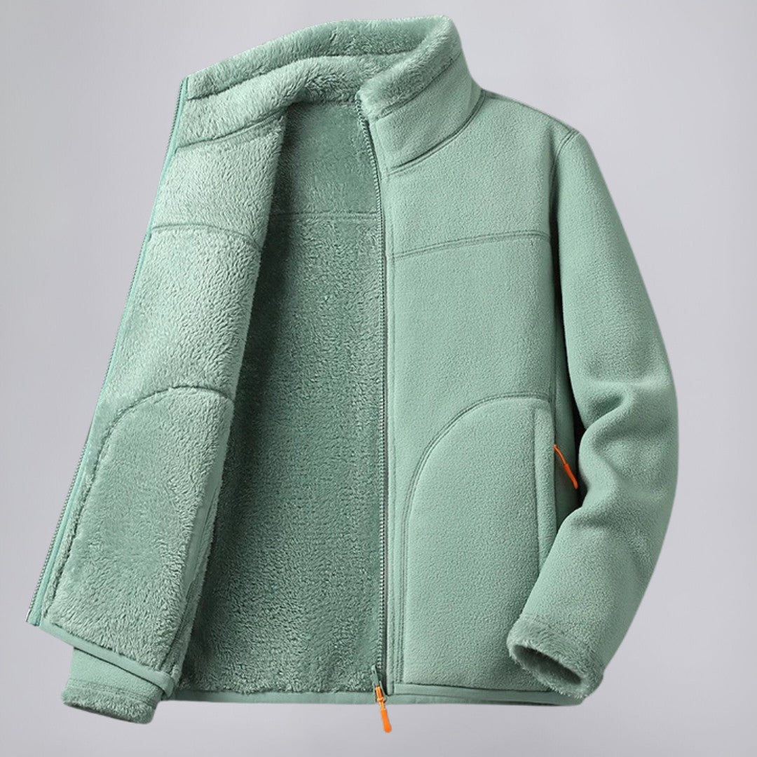 Fleece Zip Jacket with Stand Collar and Soft Interior