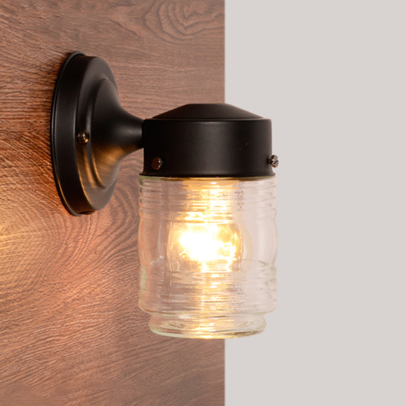 BowLift | Cylindrical Clear Glass Wall Lamp Modern 1 Light Black/White Wall Mounted Light Fixture