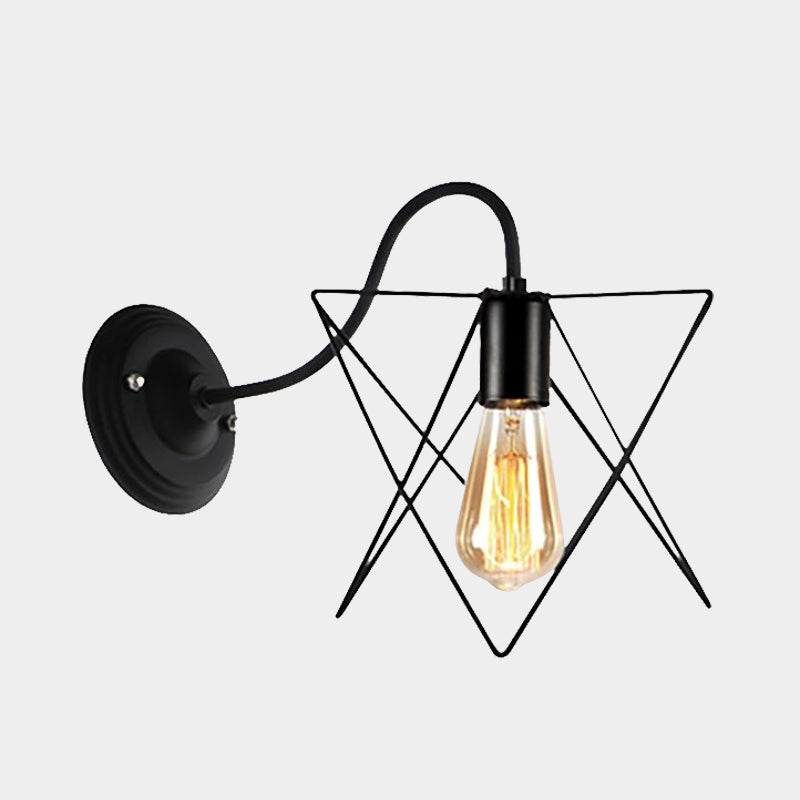 BowLift | Black 1 Head Wall Lamp Vintage Industrial Metal Bottle/Rectangular Wall Light Wall Lamp with Wire Frame for Café