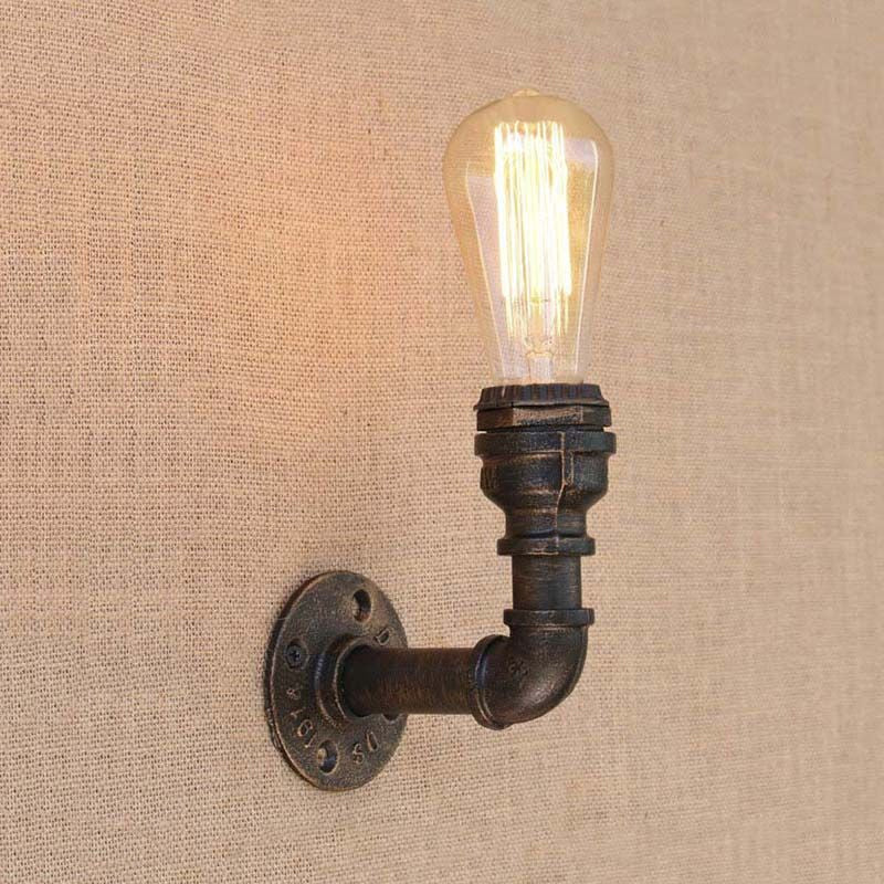 BowLift | Curved Pipe Metal Wall Light Industrial Style 1 Bulb Bedroom Wall Lamp Light in Antique Bronze