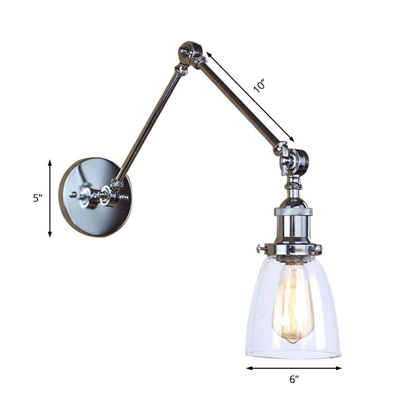 BowLift | Tapered Accent Wall Lamp Antique Clear Glass 1 Light Black/Silver/Brass Wall Lamp with Swingarm