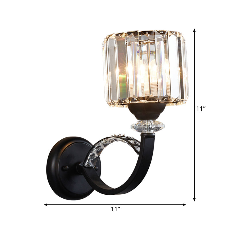 BowLift | Black Single Wall Lamp Modern Prism Crystal Cylindrical Wall Mounted Lamp
