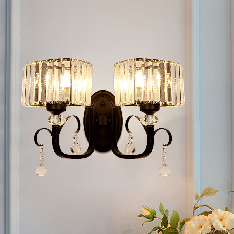 BowLift | 1/2-Bulb Metal Wall Light contemporary black curved arm hallway wall-mounted lamp