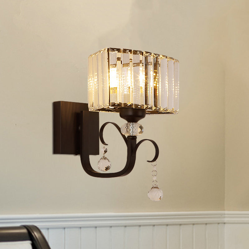 BowLift | 1/2-Bulb Metal Wall Light contemporary black curved arm hallway wall-mounted lamp
