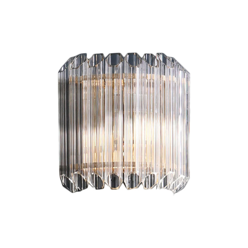 BowLift | Half Drum Bedroom Wall Lighting Fixture Clear Crystal Tube 1 Light Simplicity Wall Lamp