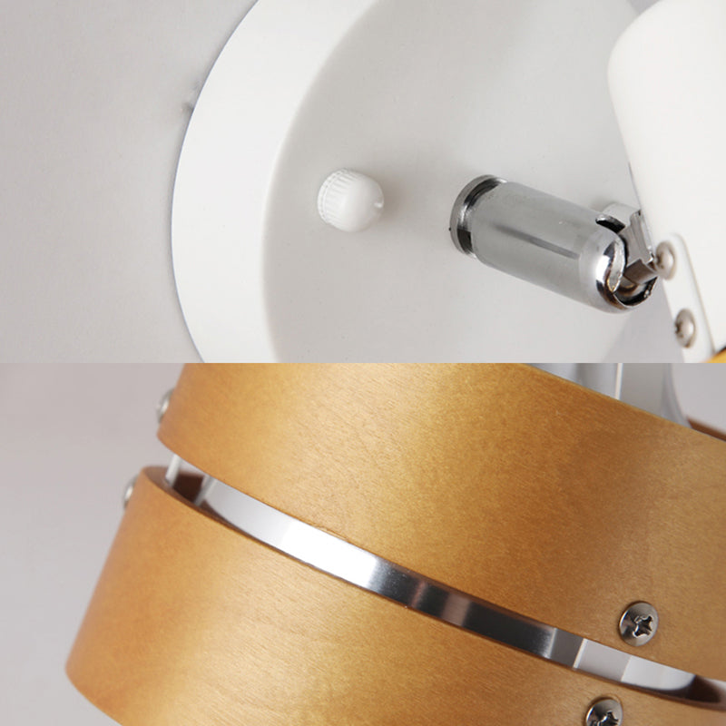 BowLift | Study Room Drum Wall Lamp Corner Adjustable Wood Contemporary 1 Light Beige Wall Lamp