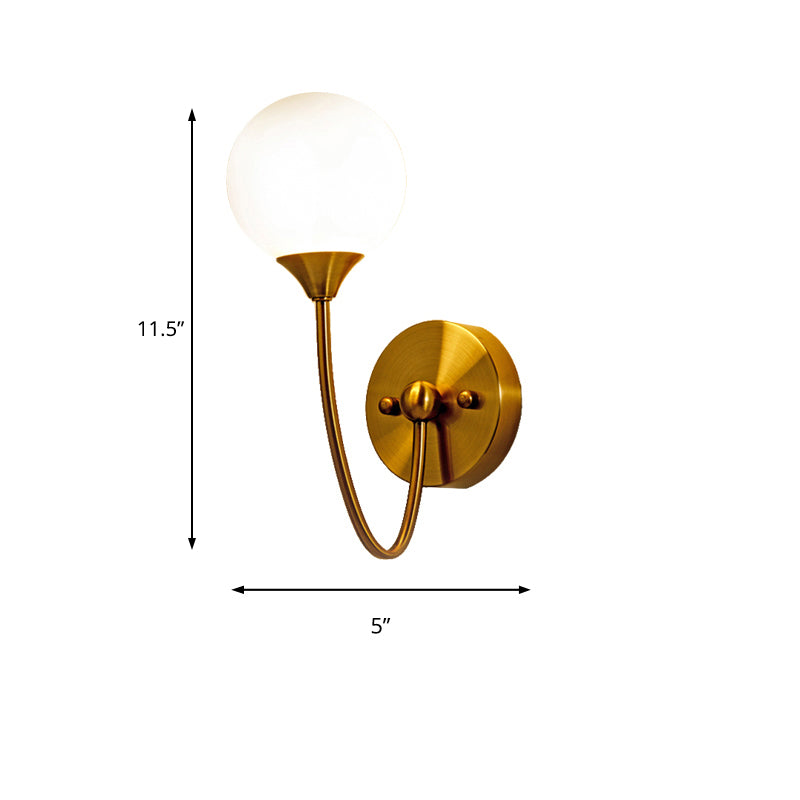 BowLift | Elegant Stylish Ball Shade Wall Lamp 1/2 Lights Milk Glass Wall Lamp in Gold for Mirror Living Room