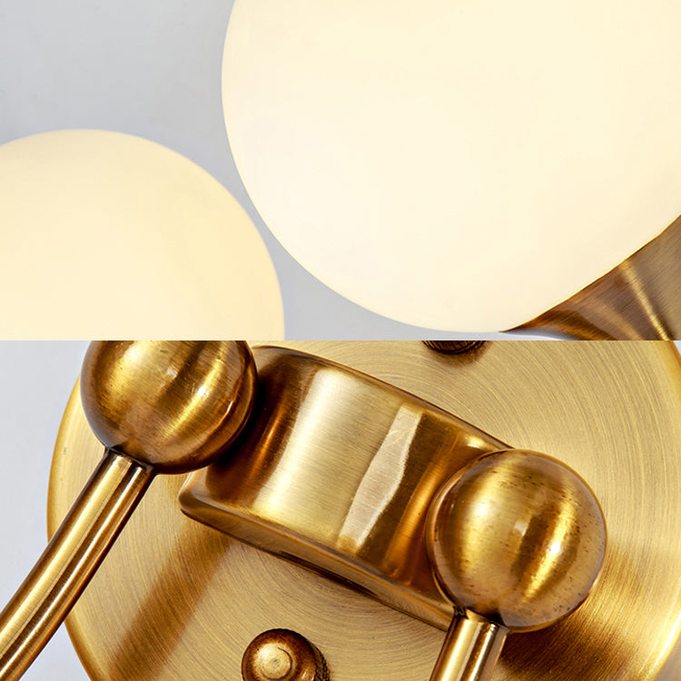 BowLift | Elegant Stylish Ball Shade Wall Lamp 1/2 Lights Milk Glass Wall Lamp in Gold for Mirror Living Room