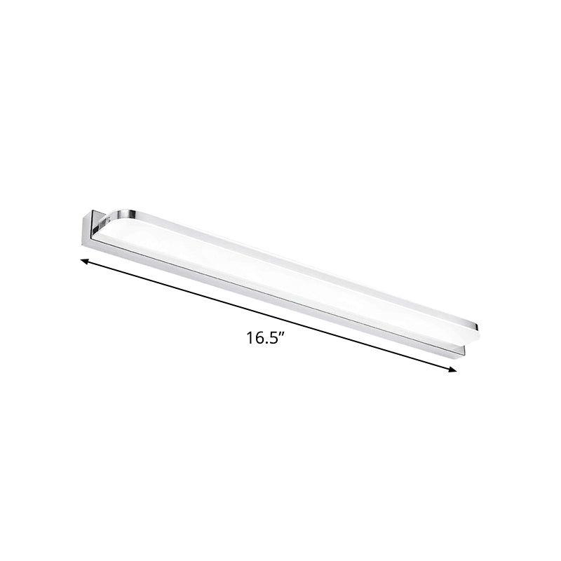 BowLift | Rectangular Wall Wash Basin Light Simple Stainless Steel-Chrome 16.5"/20.5"/24.5" L LED Wall Light with Rounded Corner, Warm/White Light