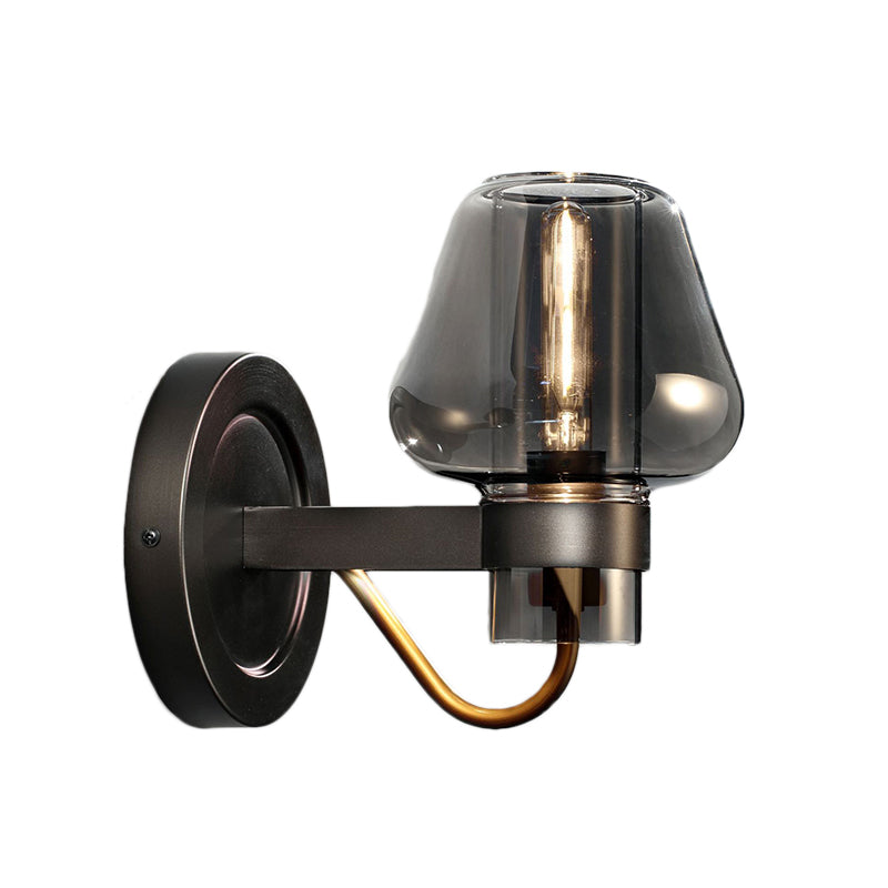 BowLift | Black Single-Lamp Wall Light Modern Smoke Glass Mushroom Lighting for the Bedroom