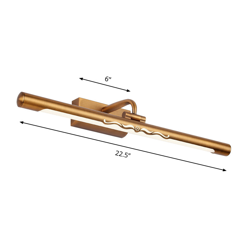 BowLift | Vintage Linear Wall-Mounted Lighting with Straight Arm Metal 18"/22.5" Wide LED Bedroom Vanity Lighting in Bronze