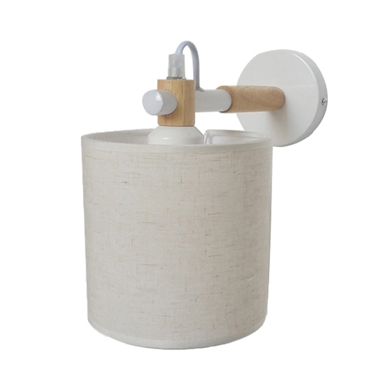 BowLift | 1 Bulb Cylinder Wall Mounted Light Simple Stylish White Fabric Wall Light Wall Lighting for Bedroom