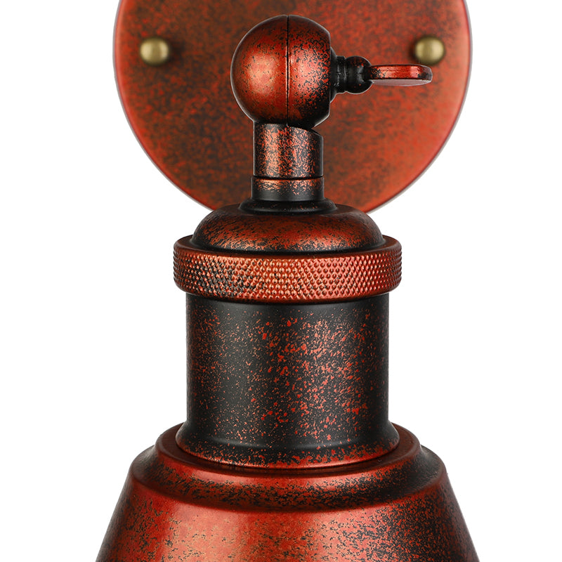 BowLift | Black/Rust 1 Head Wall Lamp Farmhouse Style Wrought Iron Conical Adjustable Wall Light Fixture for Outdoor