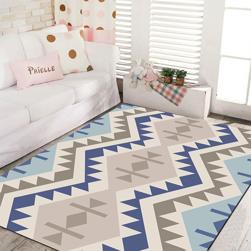BowLift | Banded Geometric Southwestern Rug Tribal Navajo Rug Polyester Washable Non-Slip Stain-Resistant Area Rug for Bedroom