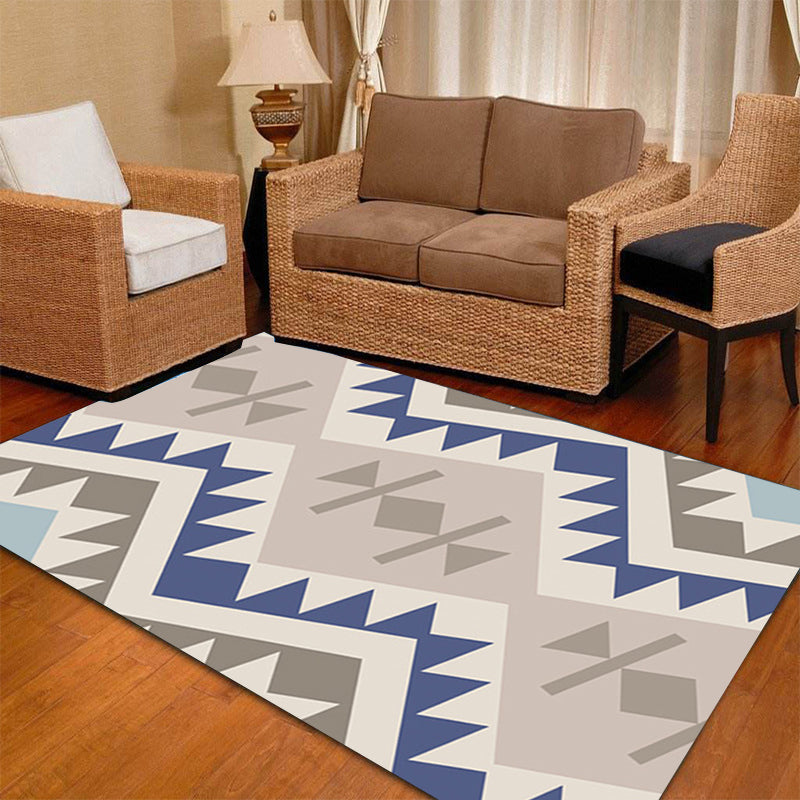 BowLift | Banded Geometric Southwestern Rug Tribal Navajo Rug Polyester Washable Non-Slip Stain-Resistant Area Rug for Bedroom