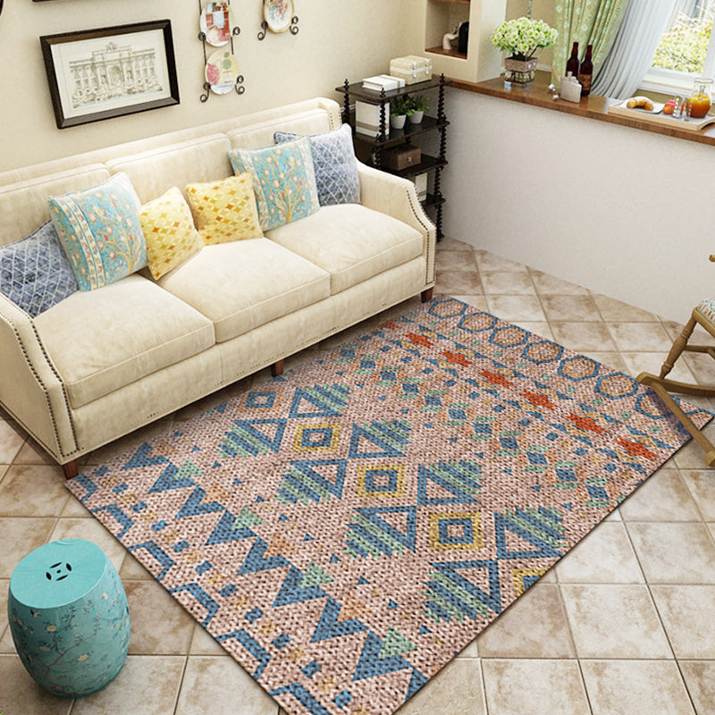 BowLift | Braided rustic American rug brown washable area rug for bedroom geometric hunting stain-resistant rug