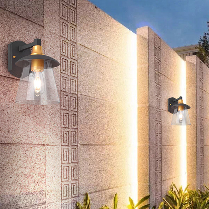 BowLift | Clear Glass Black Wall Lamp Lighting Cylinder/Half Circle/Rectangle 1-Light Industrial Light Fixture, 6"/8" Wide