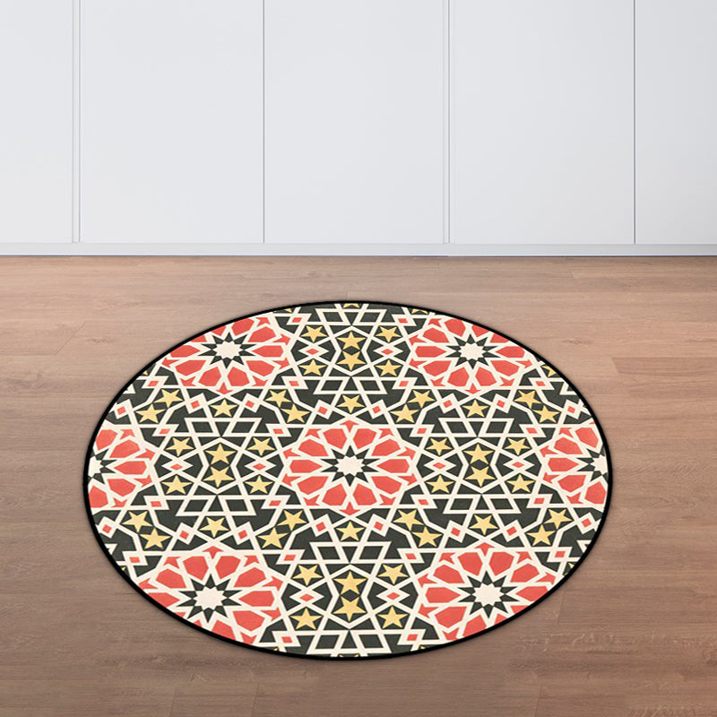 BowLift | American Southwest Star Flower Carpet Red and Black Polyester Rug Non-Slip Back Carpet for Bedroom