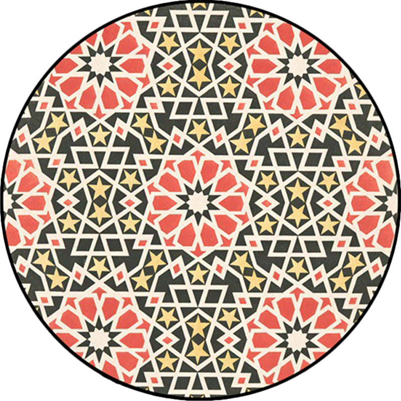 BowLift | American Southwest Star Flower Carpet Red and Black Polyester Rug Non-Slip Back Carpet for Bedroom