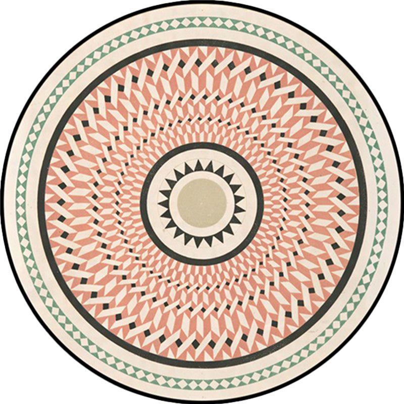 BowLift | Classic Southwestern Geometric Rug Pink and White Americana Rug Polyester Non-Slip Back Living Room Area Rug for the Living Room