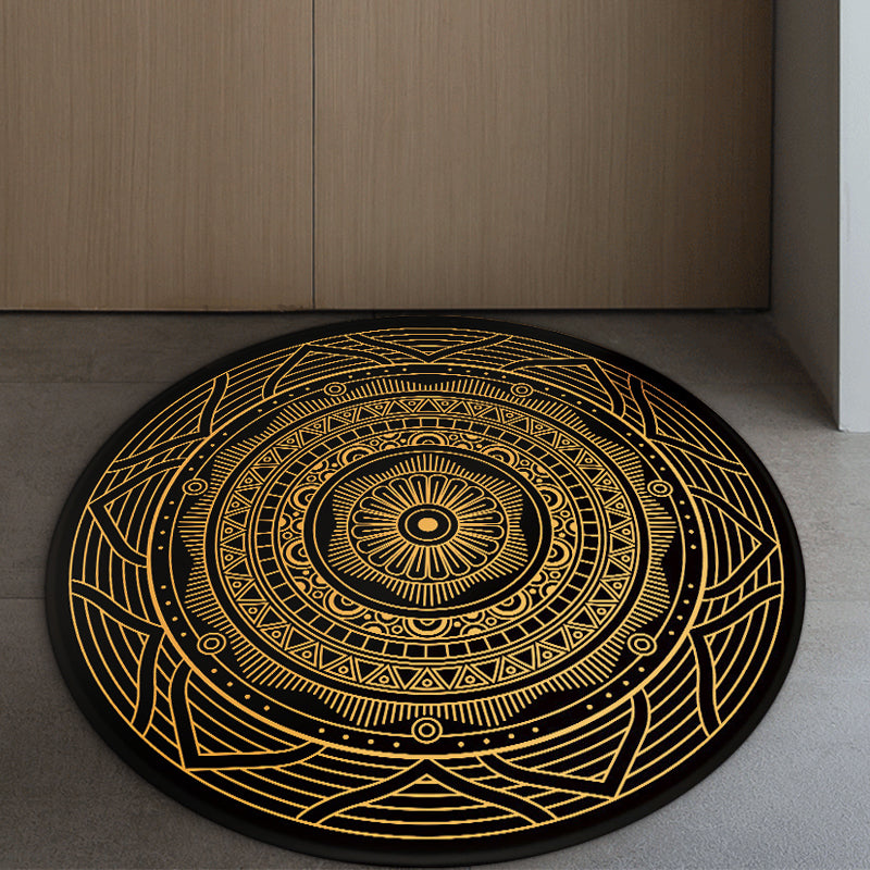 BowLift | Vintage Southwest Rug Yellow and Black Tribal Rug Polyester Non-Slip Backing Rug for Living Room