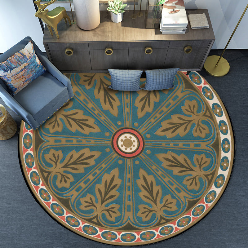 BowLift | Blue Americana Rug Polyester Southwestern Leaf Rug with Non-Slip Back for the Bedroom