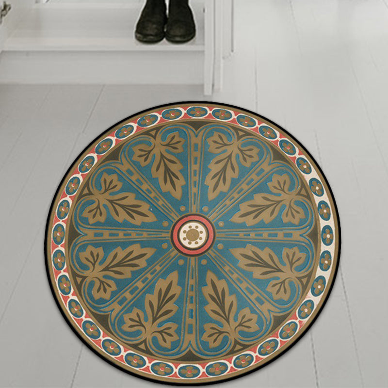 BowLift | Blue Americana Rug Polyester Southwestern Leaf Rug with Non-Slip Back for the Bedroom