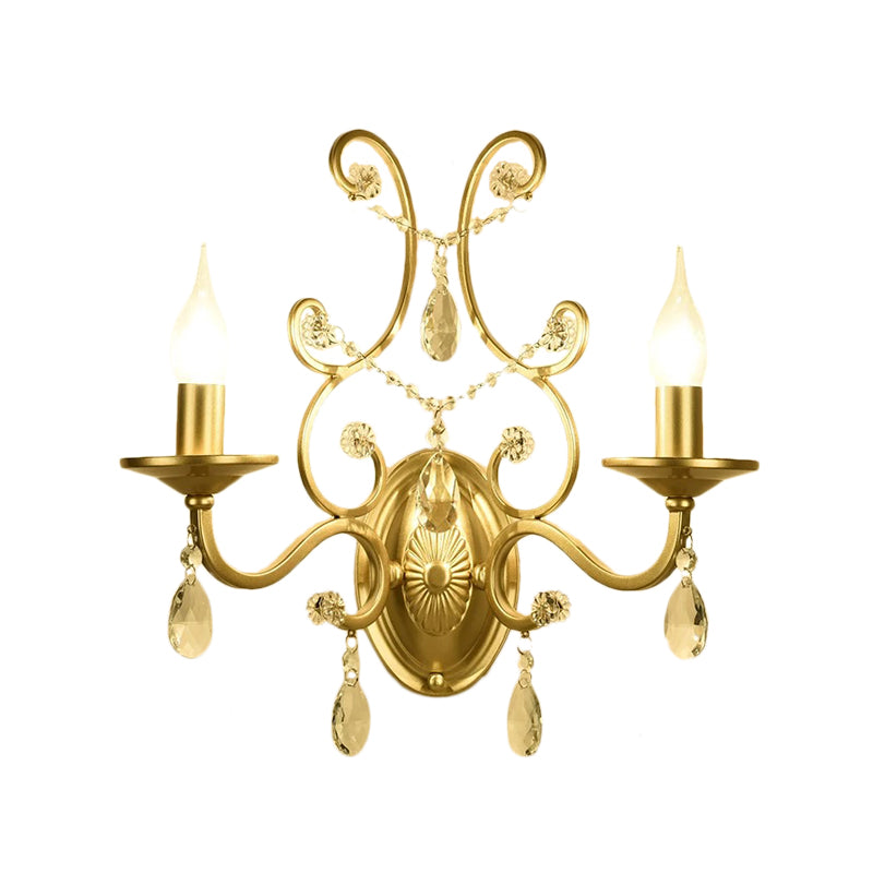 BowLift | Curved Arm Wall Light Contemporary Crystal 1/2-Light Wall Mounted Lighting with/without Shade in Brass