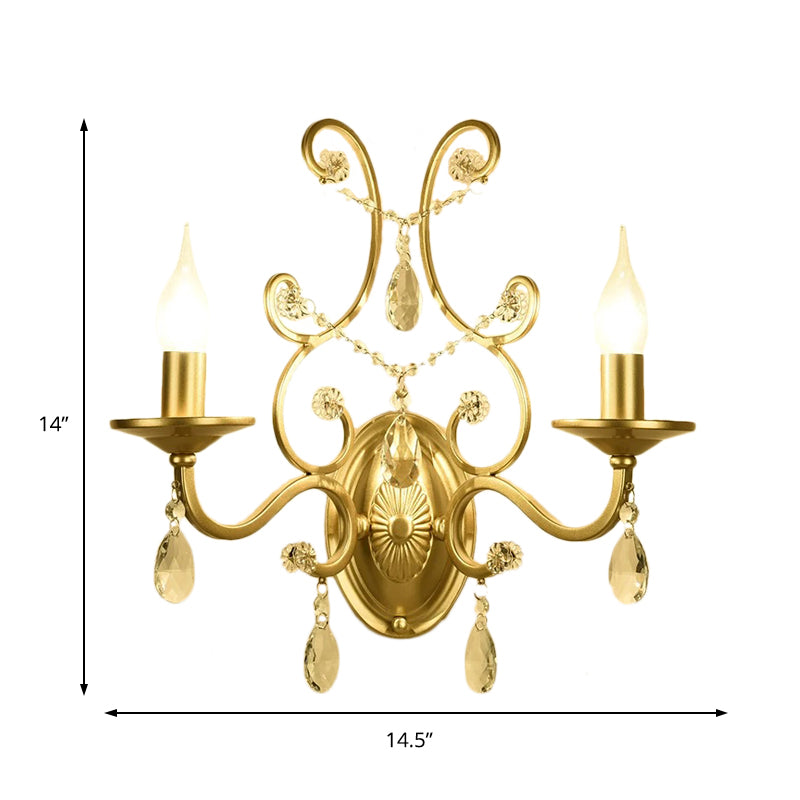 BowLift | Curved Arm Wall Light Contemporary Crystal 1/2-Light Wall Mounted Lighting with/without Shade in Brass