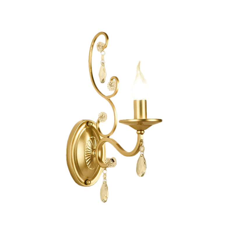 BowLift | Curved Arm Wall Light Contemporary Crystal 1/2-Light Wall Mounted Lighting with/without Shade in Brass
